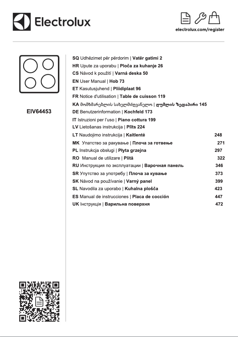 Page 1 of the manual User Manual Electrolux EIV64453