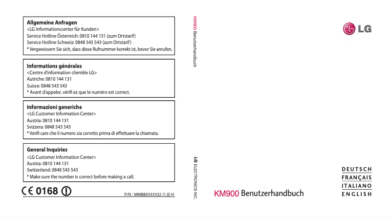 First page image of the manual for KM900