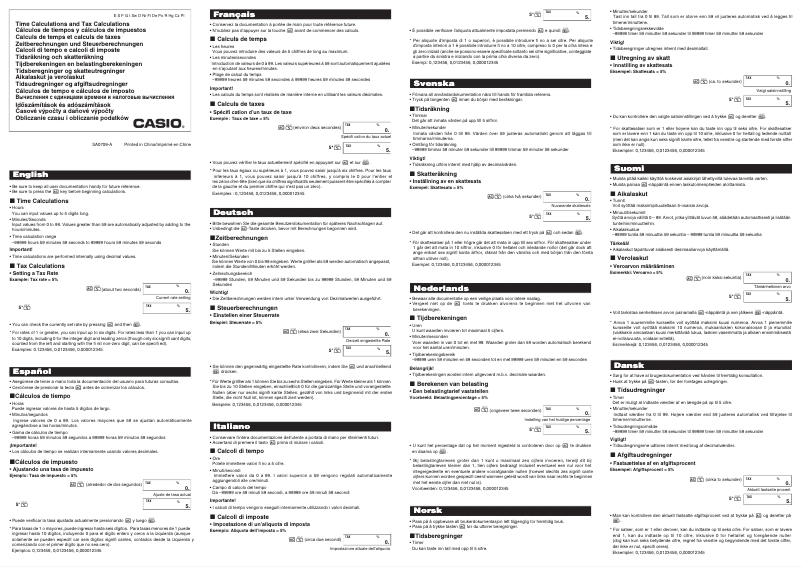 Page 1 of the manual User Manual Casio SL-1100TV