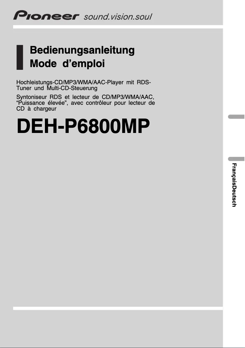 Page 1 of the manual User Manual Pioneer DEH-P6800MP