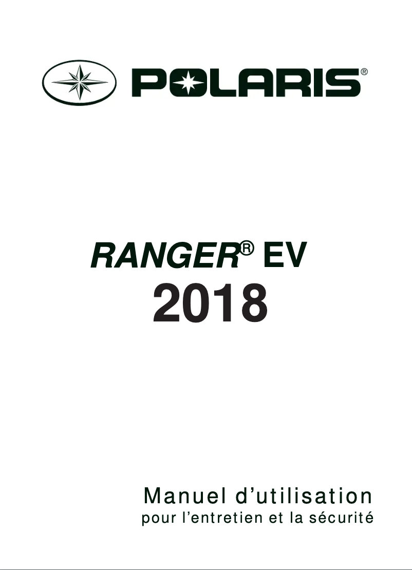 First page image of the manual for Ranger EV (2018)