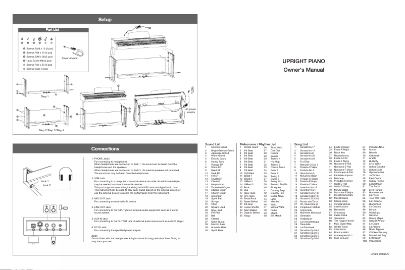 Page 1 de la notice Manuel utilisateur Medeli UP203