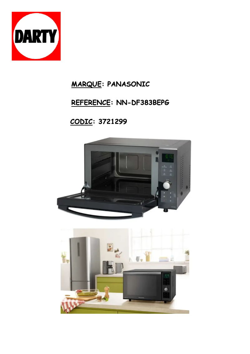 Page 1 of the manual User Manual Panasonic NN-DF383BEPG