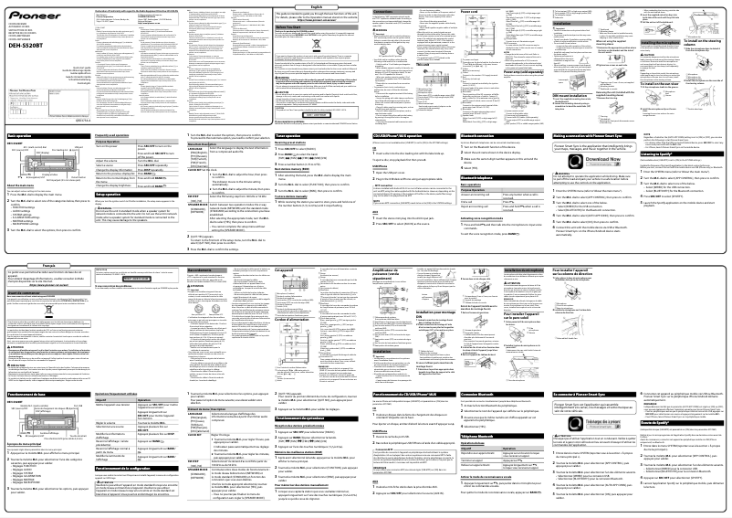 Page 1 of the manual Quick Start Guide Pioneer DEH-S520BT