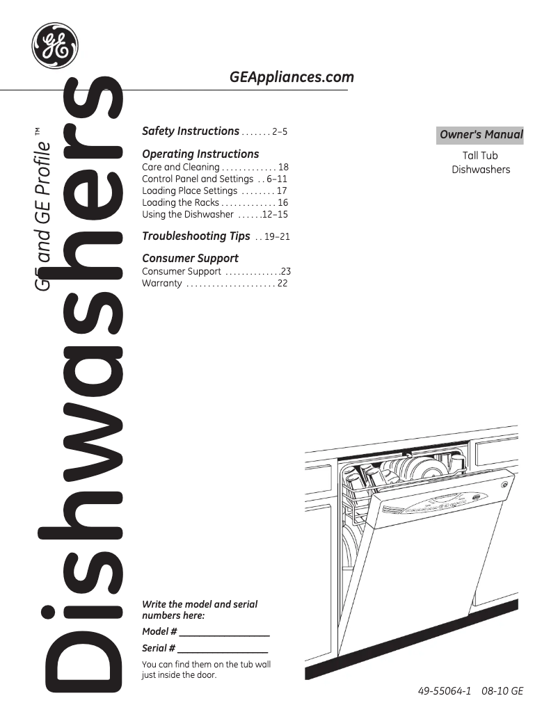 First page image of the manual for GLD3806TBB