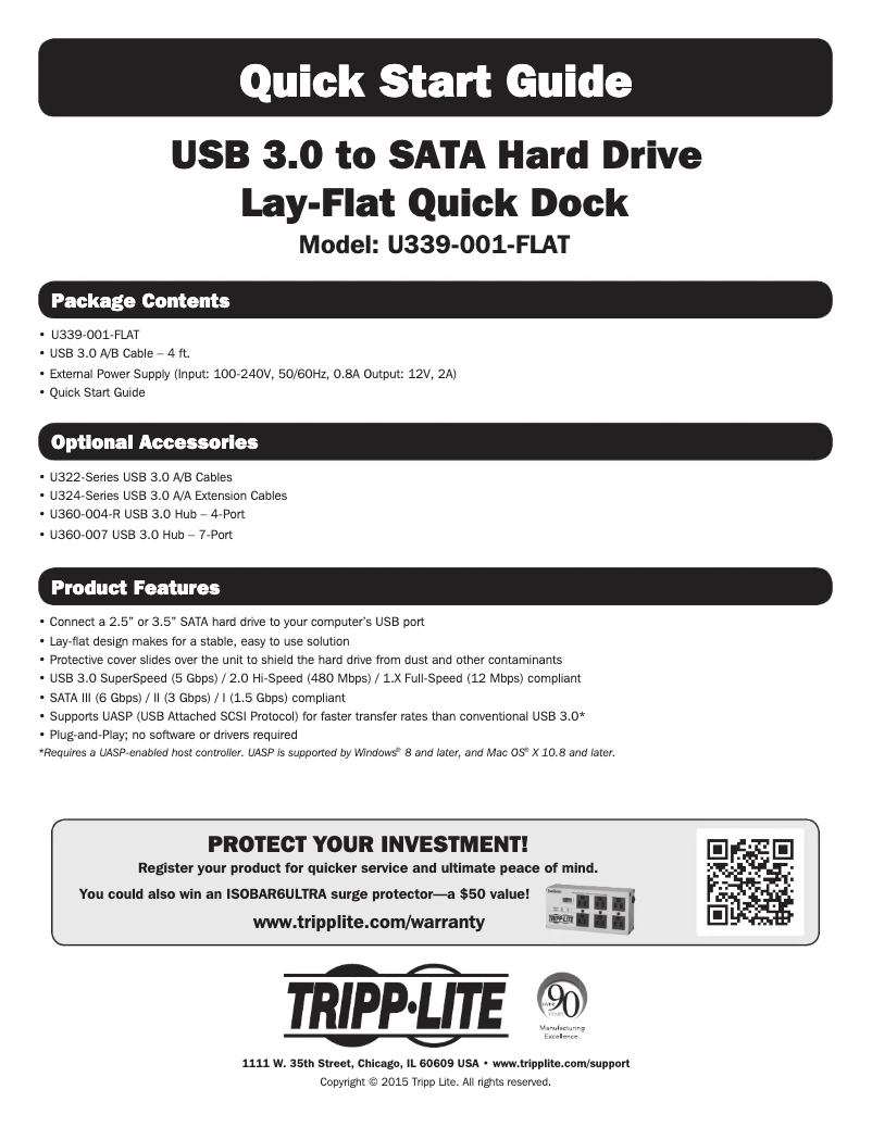 Page 1 of the manual User Manual Tripp Lite U339-001-FLAT