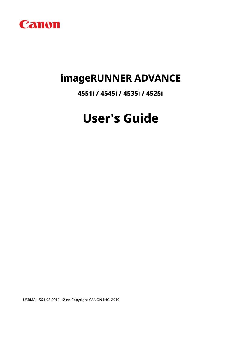 Page 1 of the manual User Manual Canon imageRUNNER ADVANCE 4525i