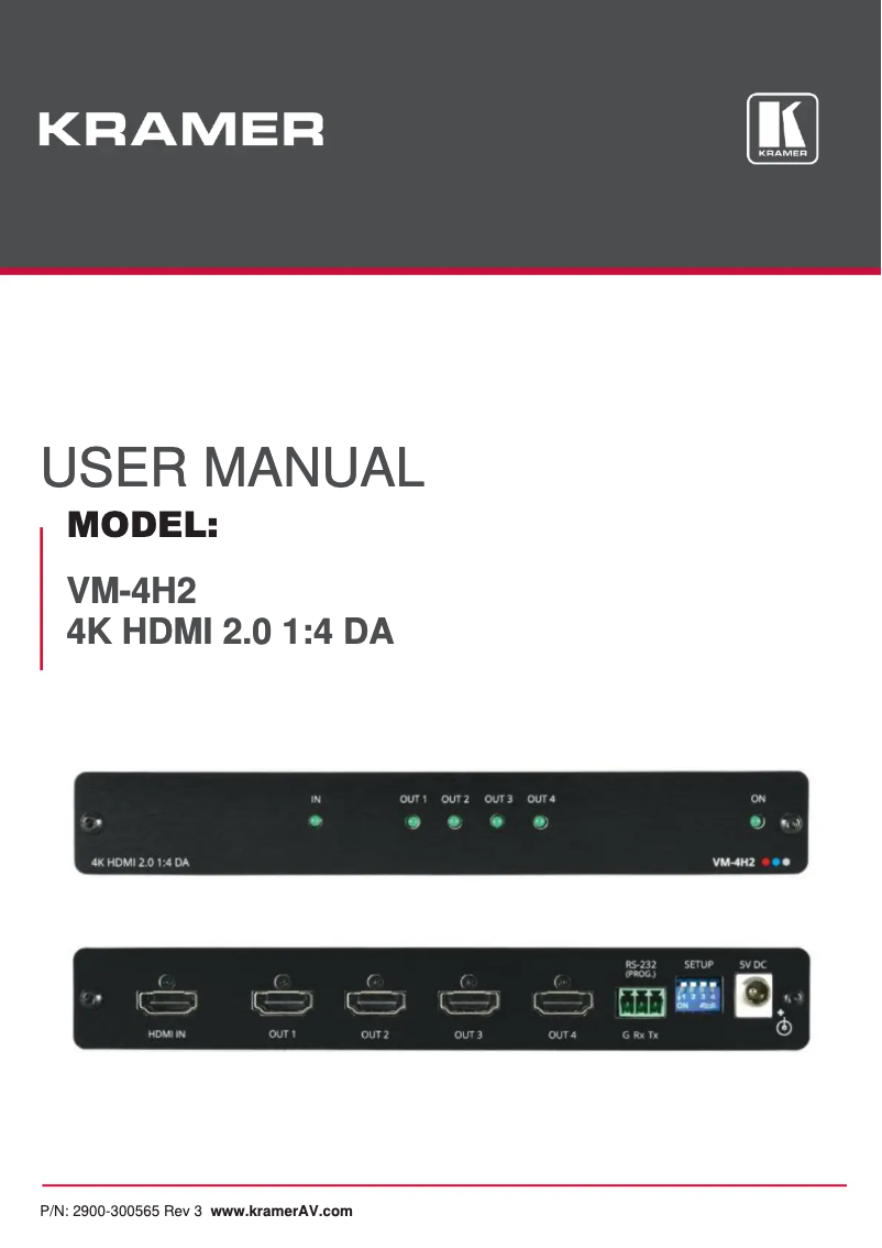 Page 1 of the manual User Manual Kramer VM-4H2