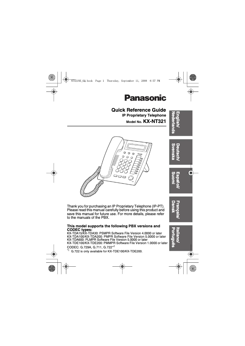 Page 1 of the manual User Manual Panasonic KX-NT321
