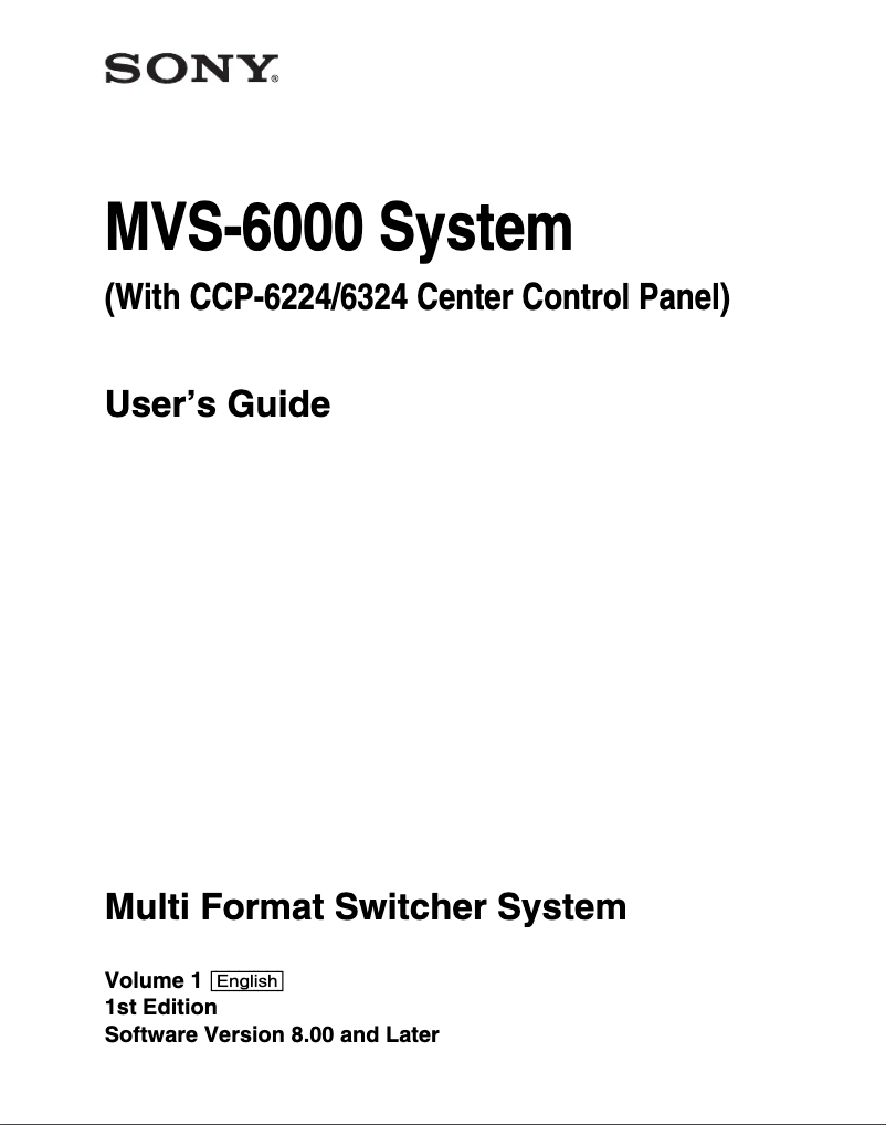 First page image of the manual for MVS-6000