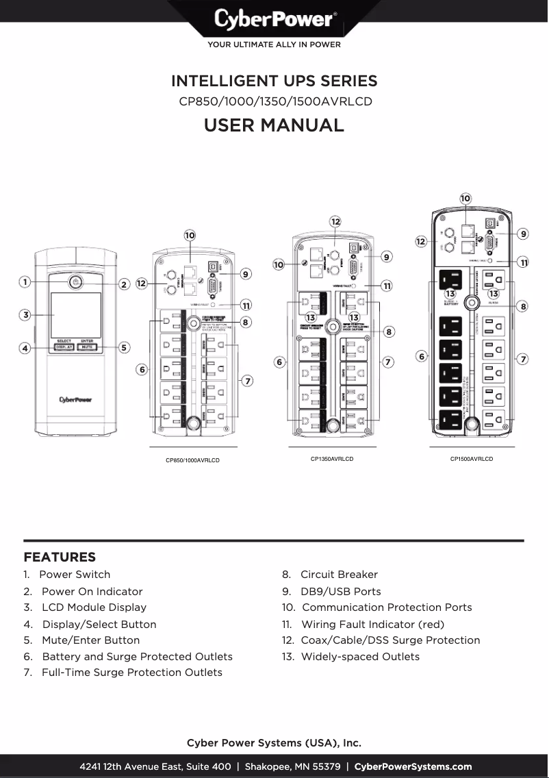 Image de la première page du manuel de l'appareil CP1500AVRLCD