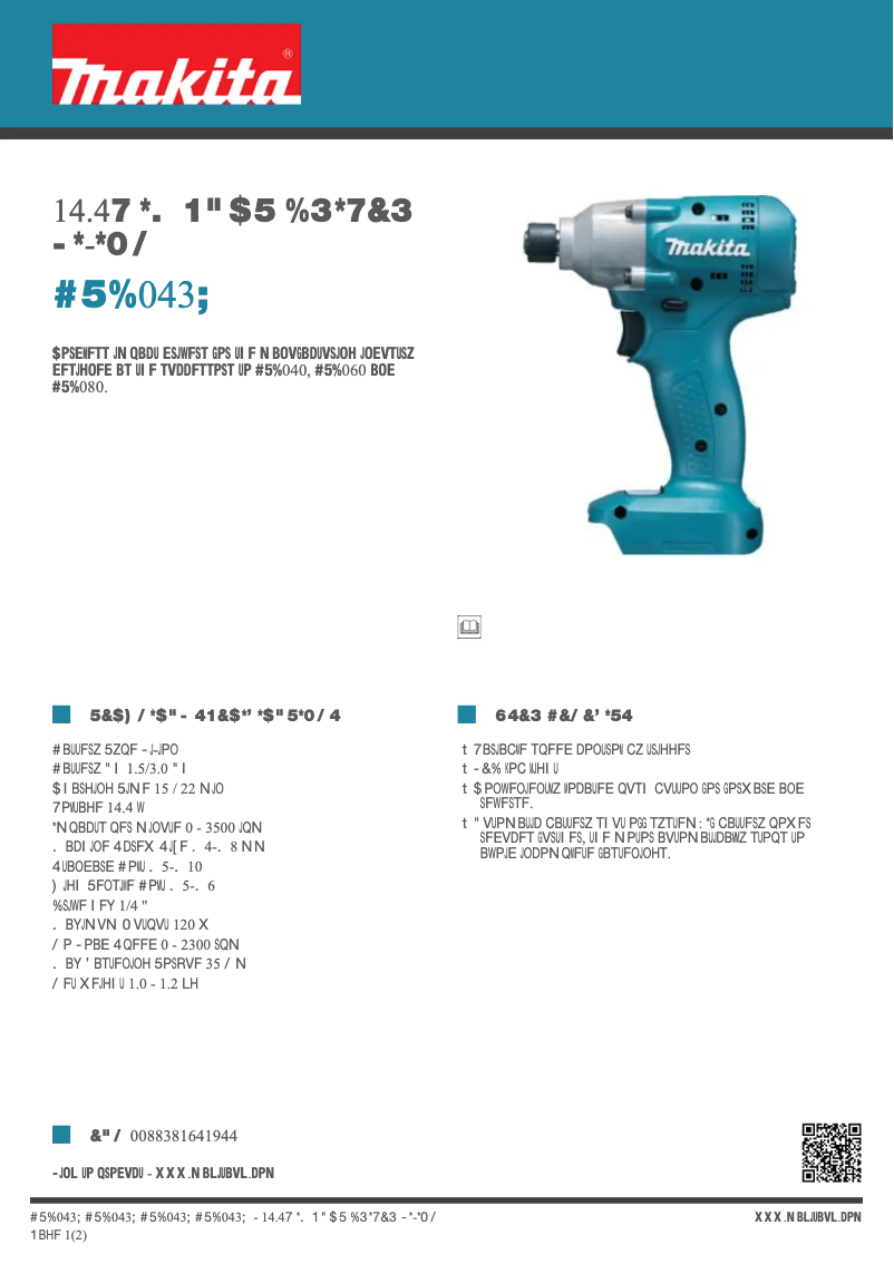 First page image of the manual for BTD043Z