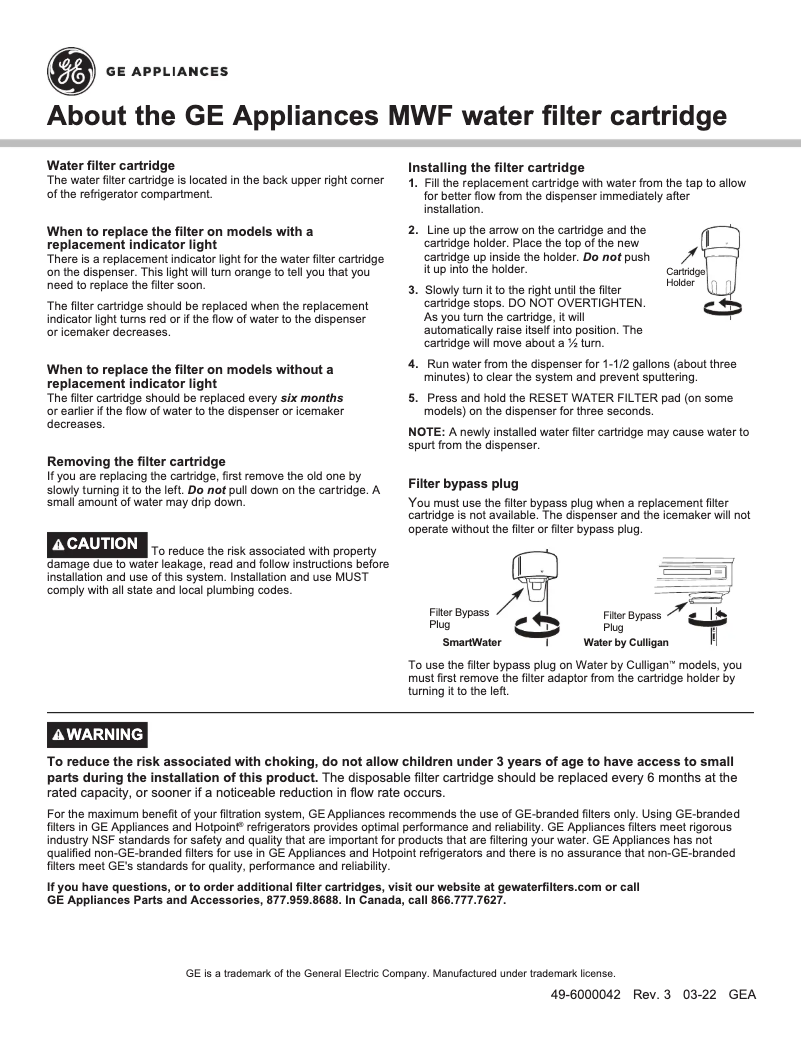 First page image of the manual for Profile PXRQ15F
