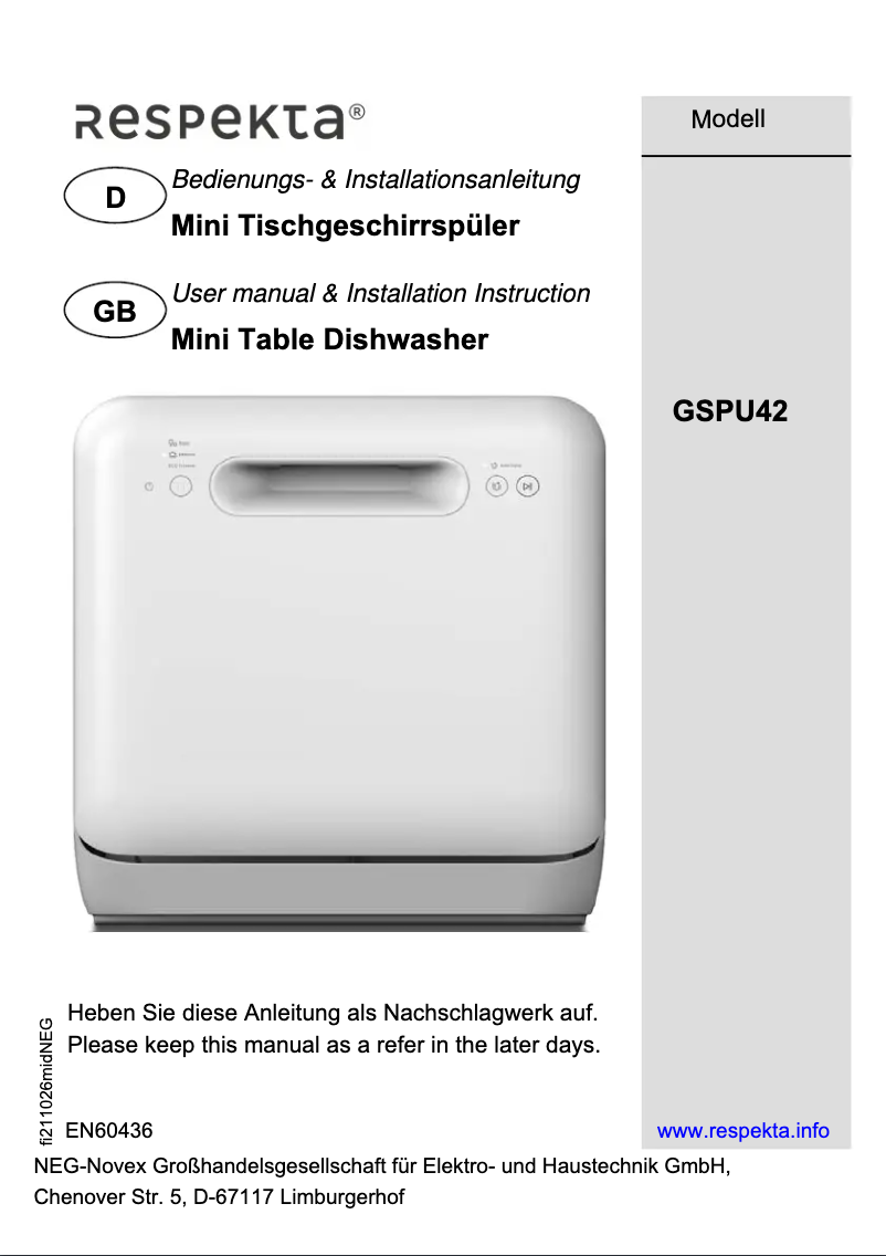 Page 1 of the manual User Manual Respekta Alba GSPU42
