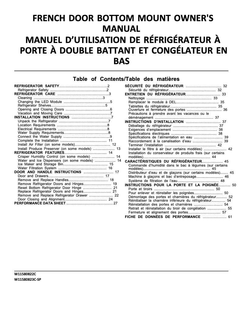 First page image of the manual for MRFF4136RZ