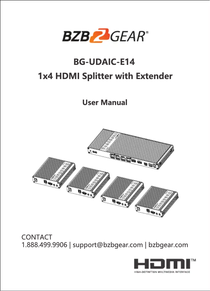 Page 1 de la notice Manuel utilisateur BZBGear BG-UDAIC-E14