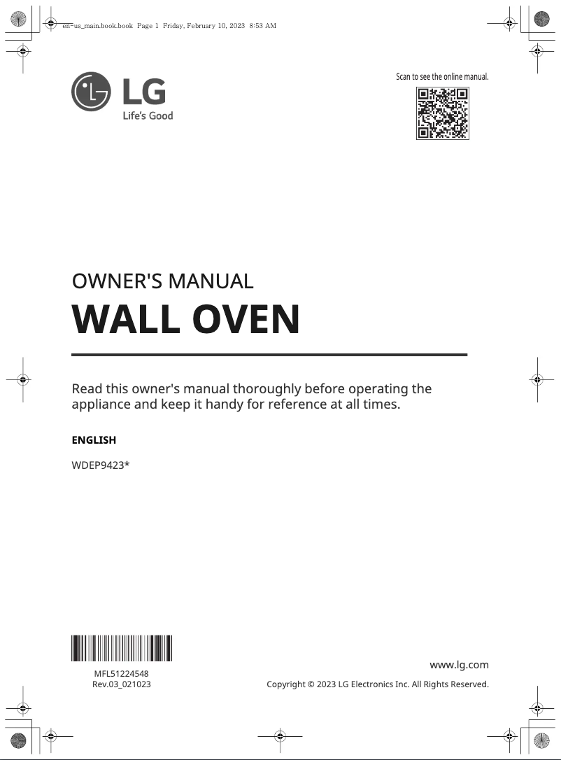 Page 1 of the manual User Manual LG WDEP9423F