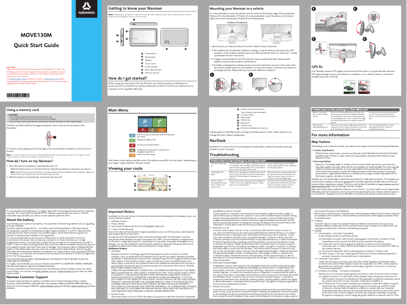 Page 1 of the manual Quick Start Guide Navman MOVE-130M