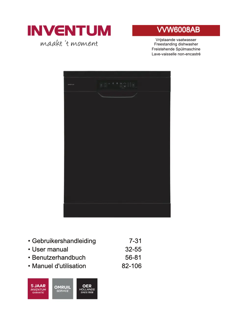 First page image of the manual for VVW6008AB