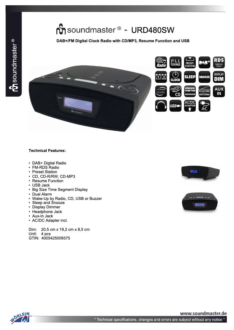 First page image of the manual for URD480