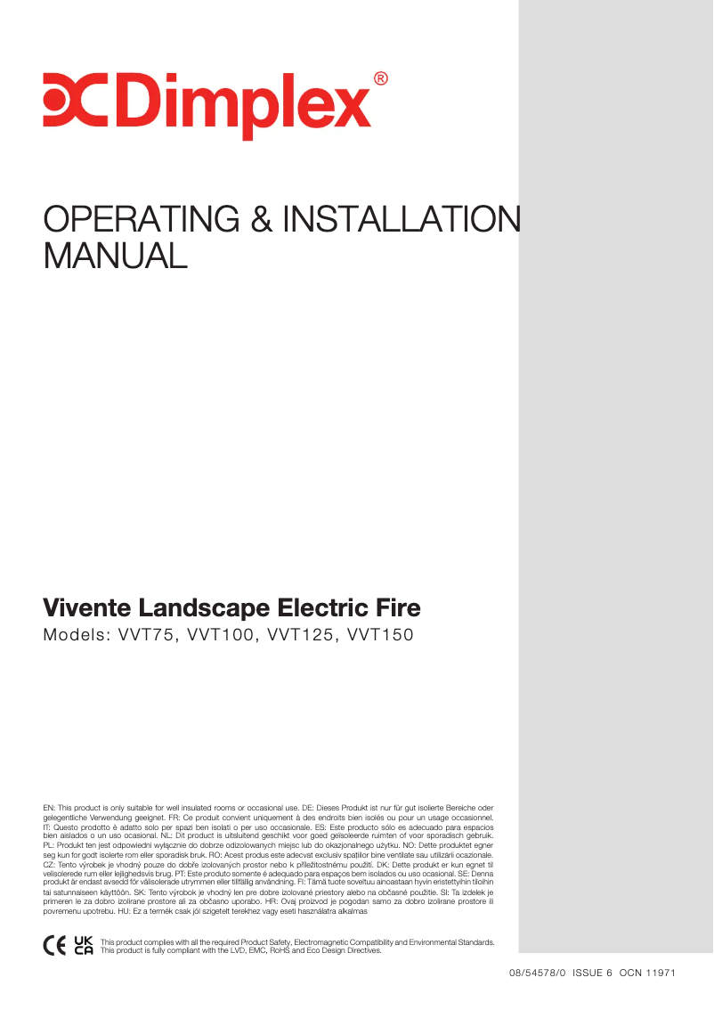 Page 1 of the manual User Manual Dimplex VVT100