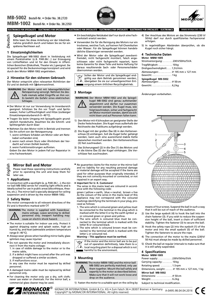 First page image of the manual for MB-5002
