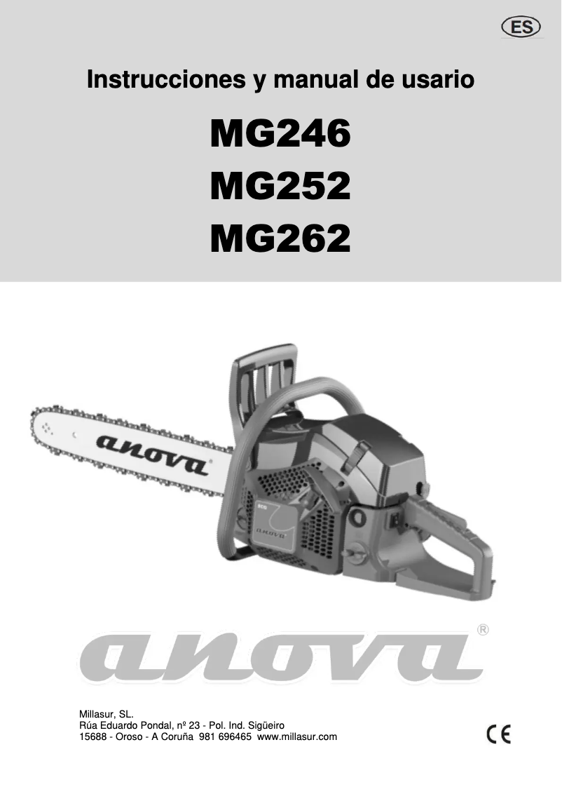 Page 1 of the manual User Manual Anova MG262