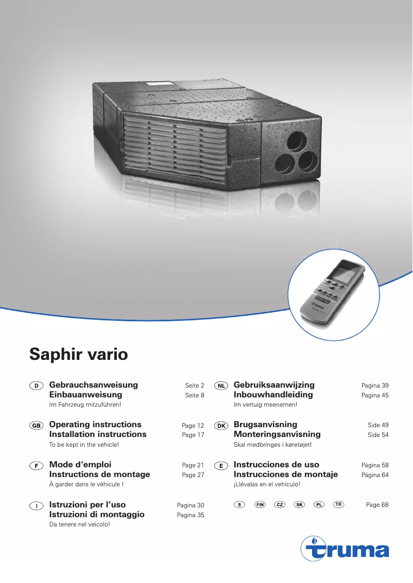 First page image of the manual for Saphir Vario