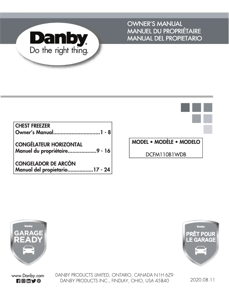 Page 1 of the manual User Manual Danby DCFM110B1WDB