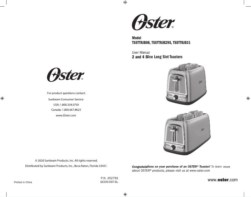 First page image of the manual for TSSTTRJB29