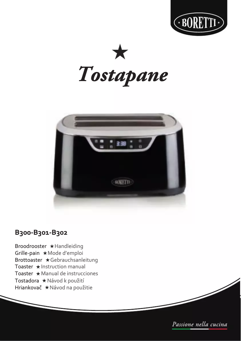 Page 1 of the manual User Manual Boretti Tostapane B302