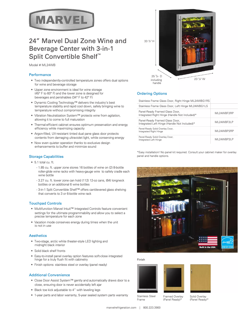 Page 1 of the manual User Manual Marvel ML24WBG1RS