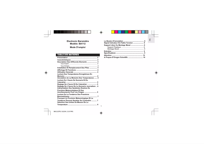 First page image of the manual for BA112