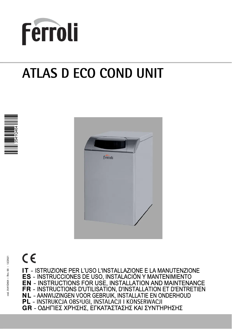 Page 1 of the manual User Manual Ferroli Atlas D Eco Cond Unit