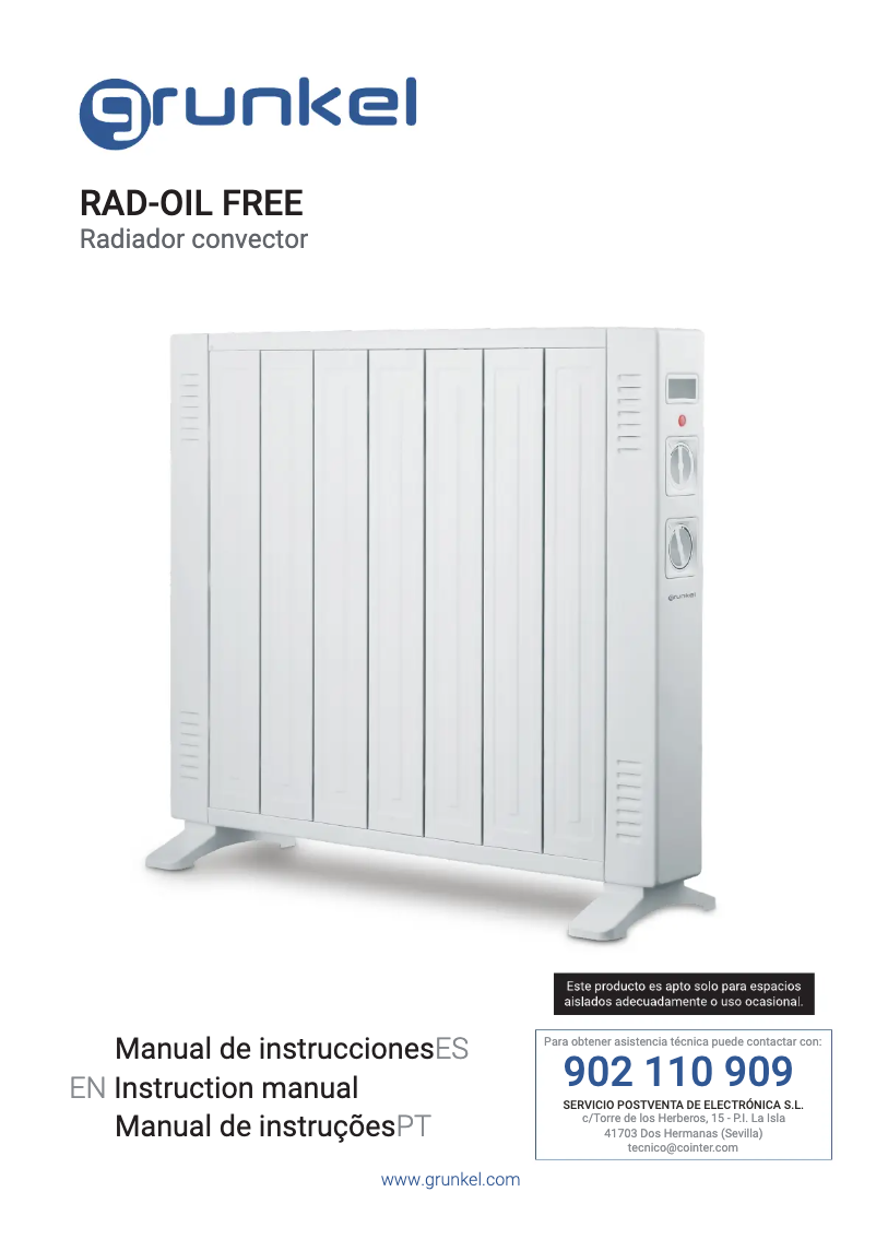 First page image of the manual for RAD-OIL FREE