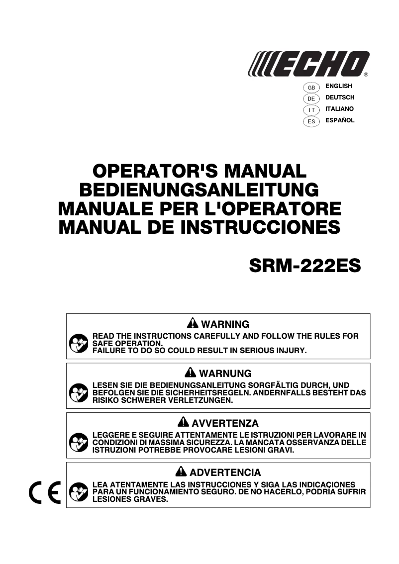 First page image of the manual for SRM-222ES