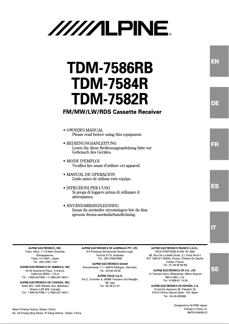 First page image of the manual for TDM-7586RB