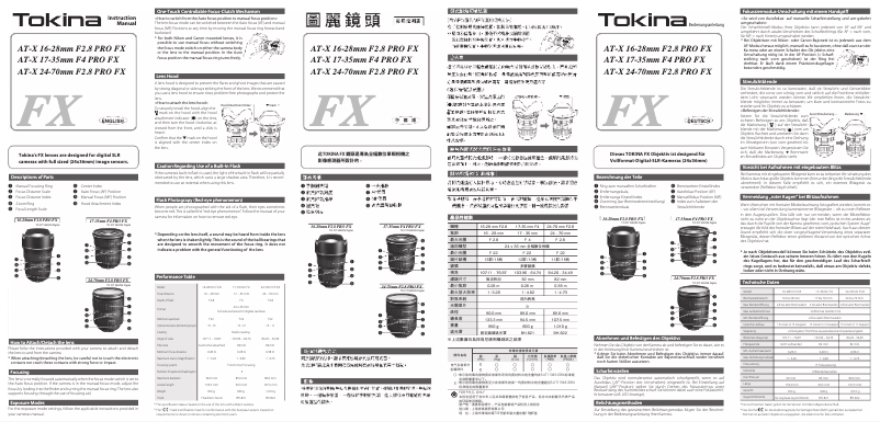 First page image of the manual for AT-X 16-28mm f/2.8 Pro FX Nikon