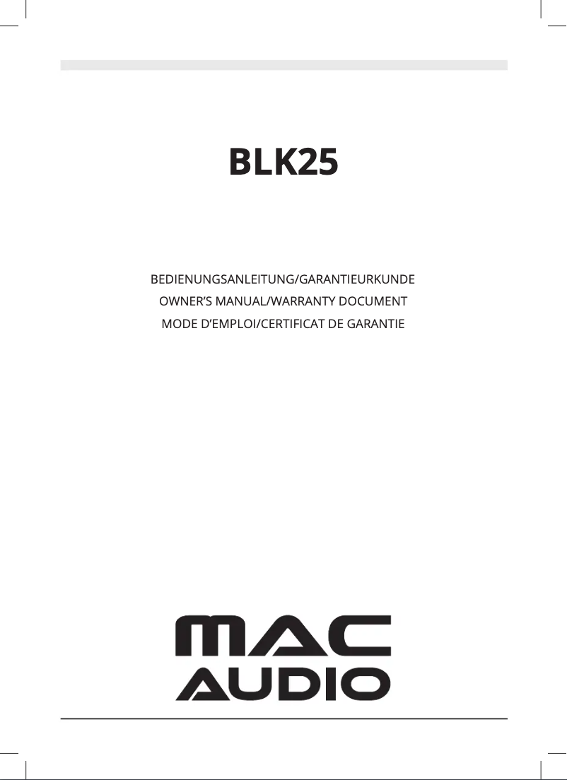 First page image of the manual for BLK 25