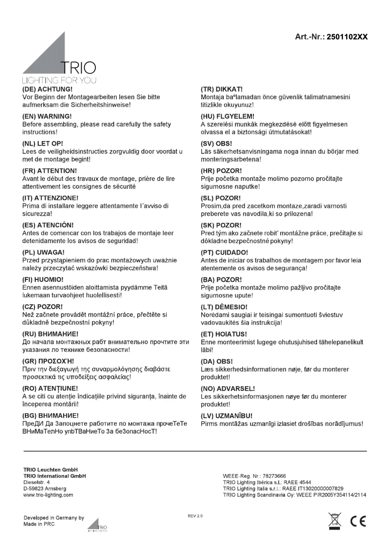 First page image of the manual for Sancho 250110232