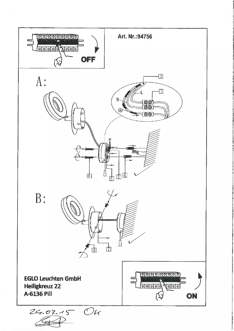Page 1 of the manual User Manual Eglo Gonaro
