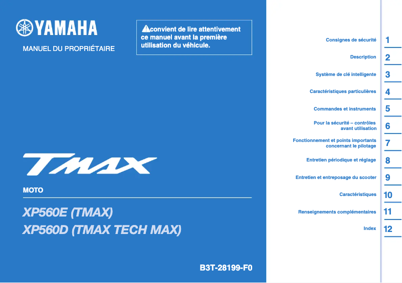 Page 1 of the manual User Manual Yamaha TMAX (2020)