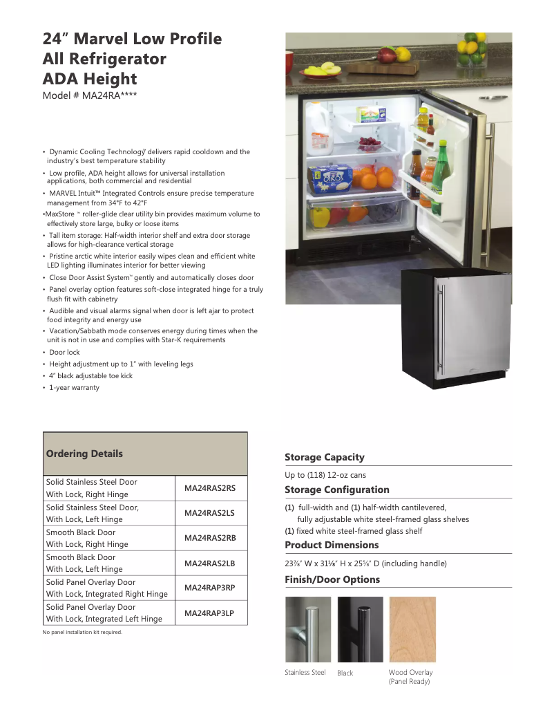 Page 1 of the manual Technical Sheet Marvel MA24RAS2LB