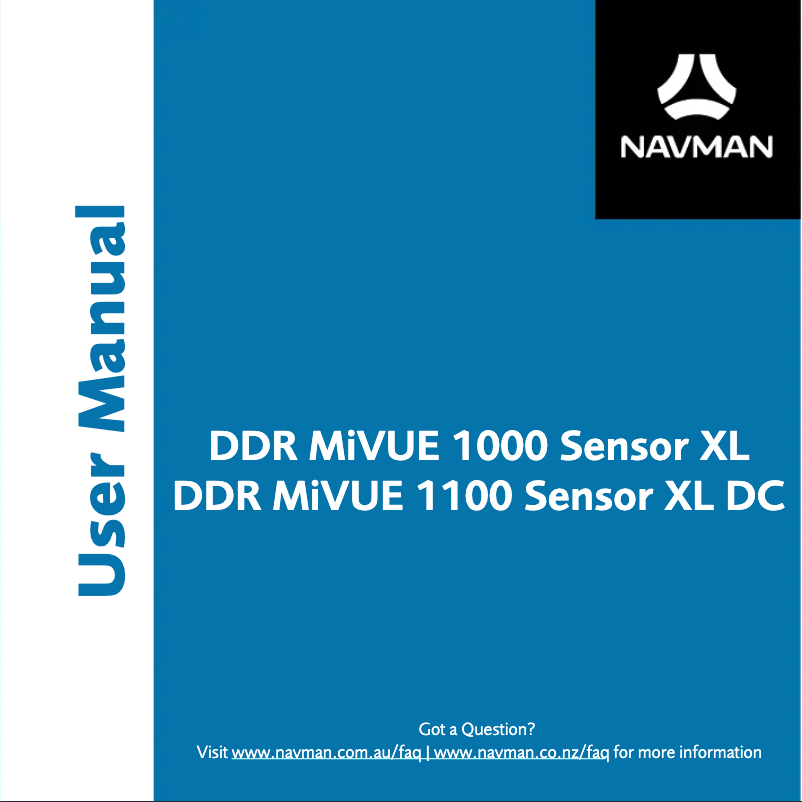 Page 1 of the manual User Manual Navman MiVue 1000 Sensor XL