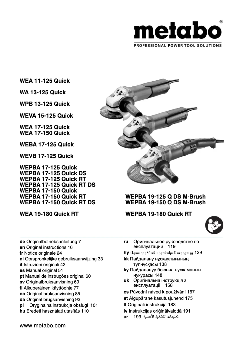 Page 1 of the manual User Manual Metabo WEA 11-125 Quick