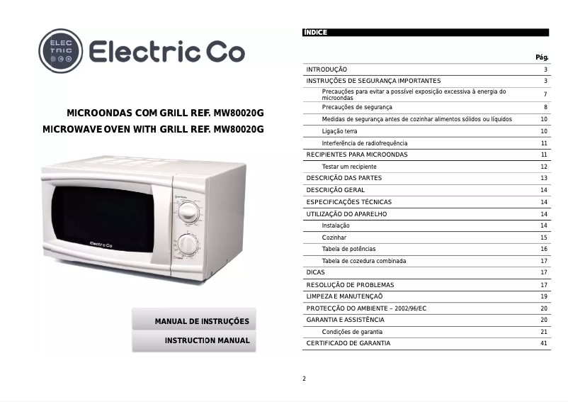 First page image of the manual for MW80020G