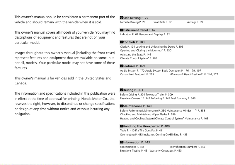Page 1 of the manual User Manual Honda Civic Si Coupe (2014)