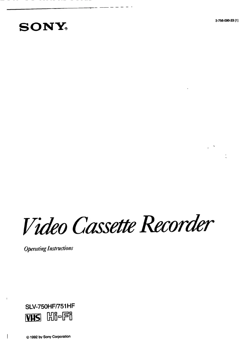 First page image of the manual for SLV-751HF