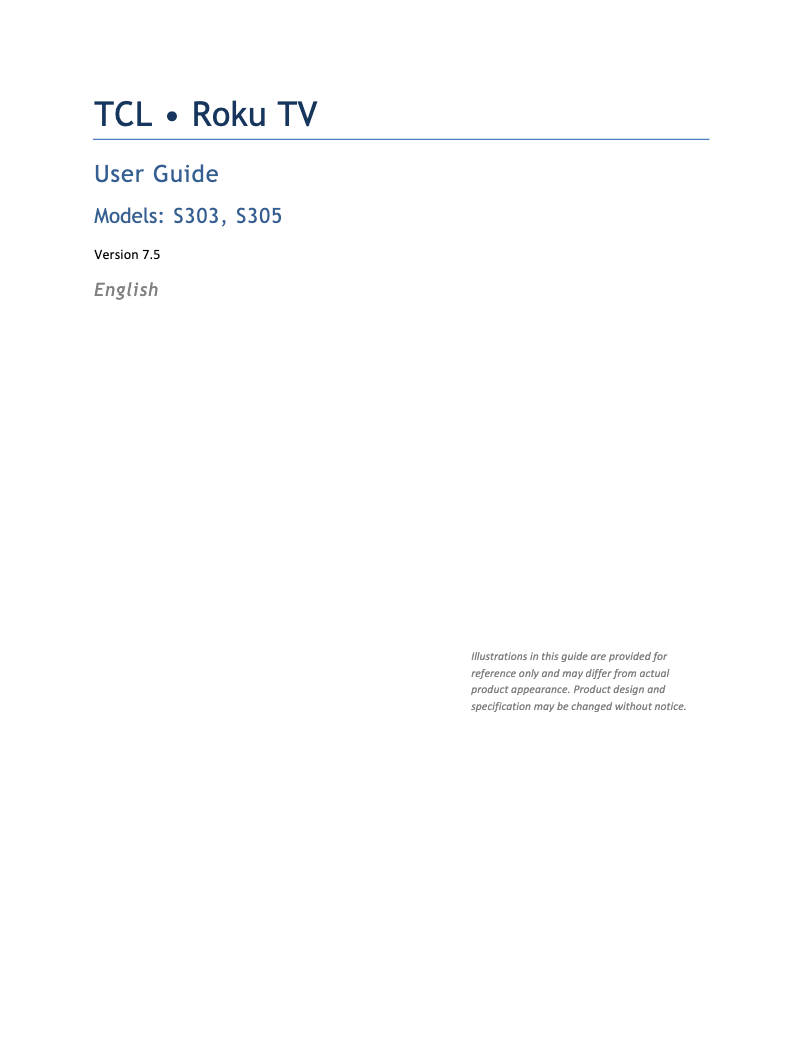 Page 1 of the manual User Manual TCL 43S303