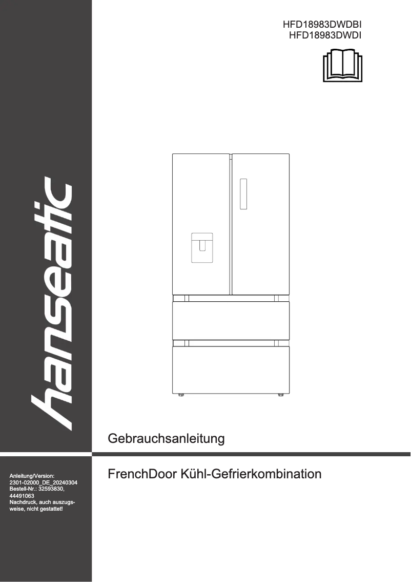 First page image of the manual for HFD18983DWDI